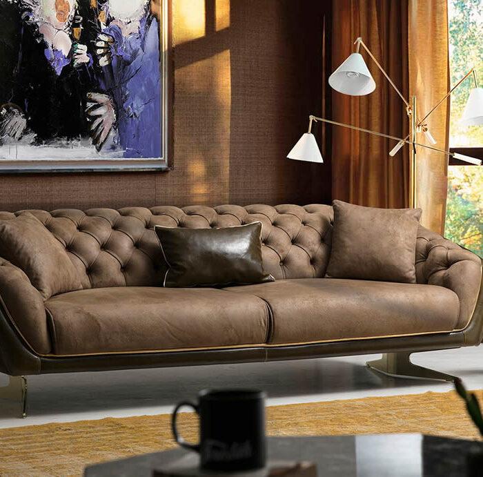 Queen Metal Legs 3 Seater Sofa