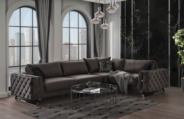 New Patter Classic Corner Sofa With Metal High Legs - Image 2