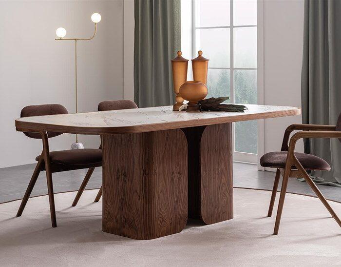 Eliza Natural Walnut Wood  With Metal Dining Room Set - Image 13