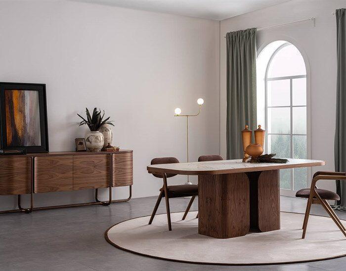 Eliza Natural Walnut Wood  With Metal Dining Room Set - Image 8