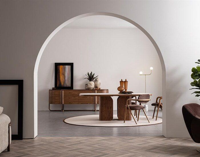 Eliza Natural Walnut Wood  With Metal Dining Room Set - Image 4
