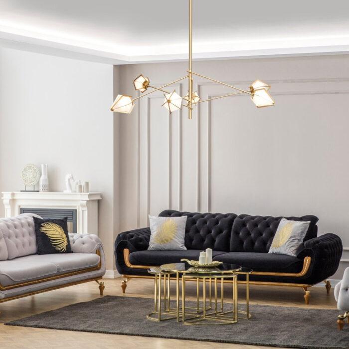 Prada M Chesterfield With Classic Metal Legs Sofa Set